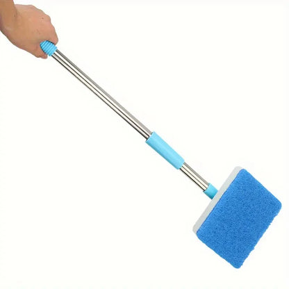 Telescopic 180° Aquarium Glass Cleaner with Double-Sided Sponge