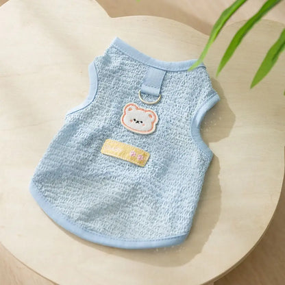 Breathable Summer Dog Tank Top with Bear Patch
