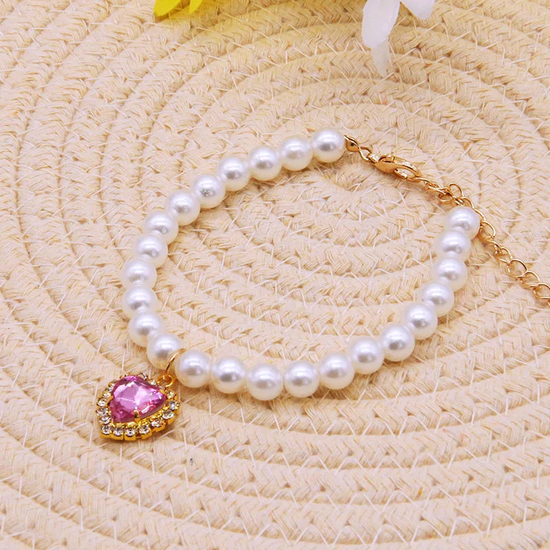 Adjustable Cat Collar with Pearl Decoration for Kittens