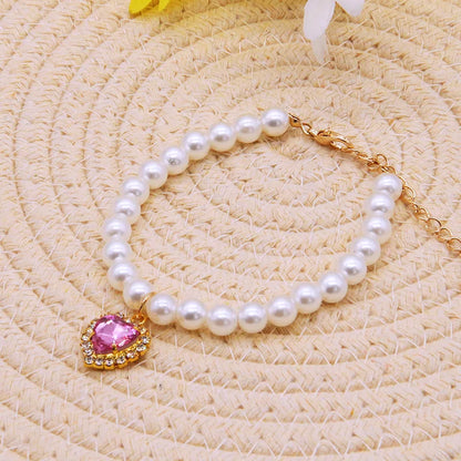 Adjustable Cat Collar with Pearl Decoration for Kittens