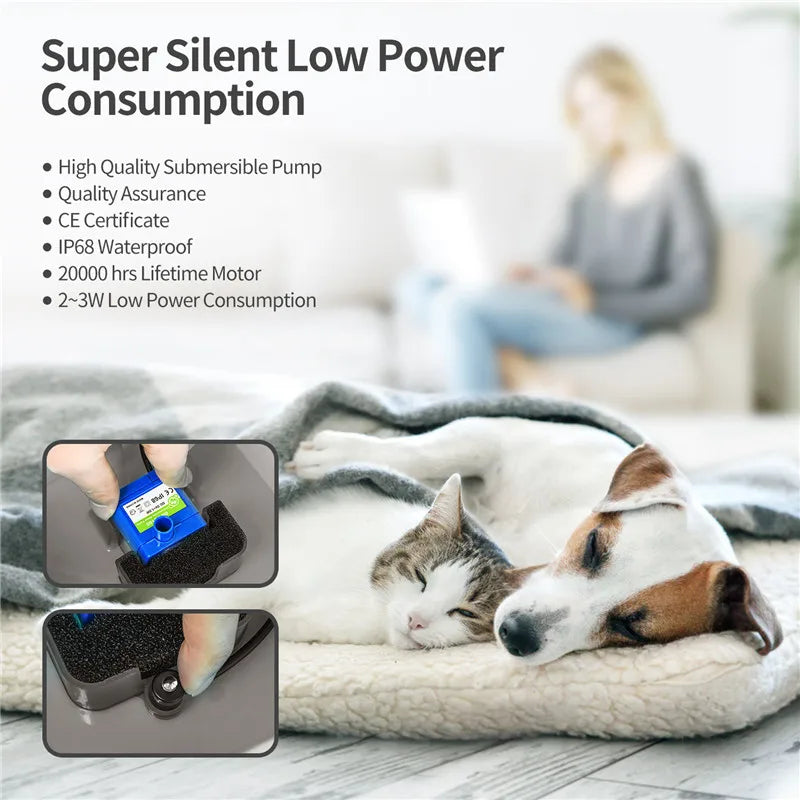 LED Water Fountain for Cats and Dogs with Recirculating Filter
