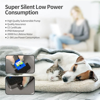 LED Water Fountain for Cats and Dogs with Recirculating Filter