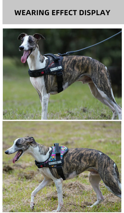 Service Dog Harness Vest with Reflective Patches for Medium Large Dogs