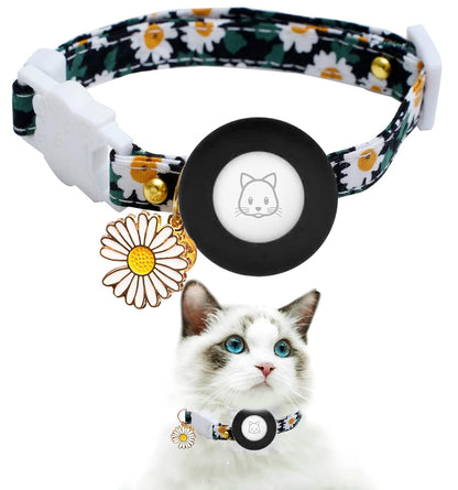 Breakaway Cat Collar with Silicone Airtag Holder & Charms