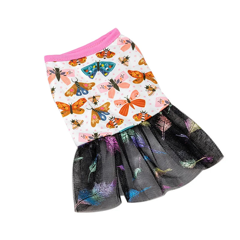 Lace Design Spring Summer Dog & Cat Dress with Mesh Skirt