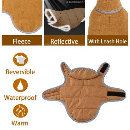 Reversible Waterproof Cat Jacket with Leash Hole for Winter