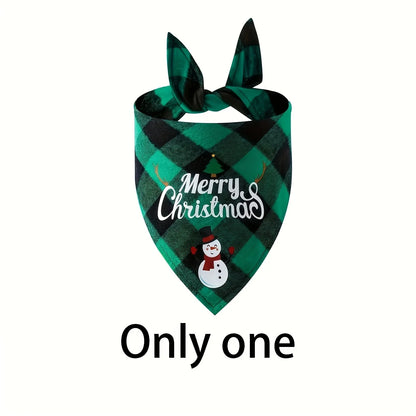 Santa & Snowman Holiday Dog Bandana - Adjustable Polyester