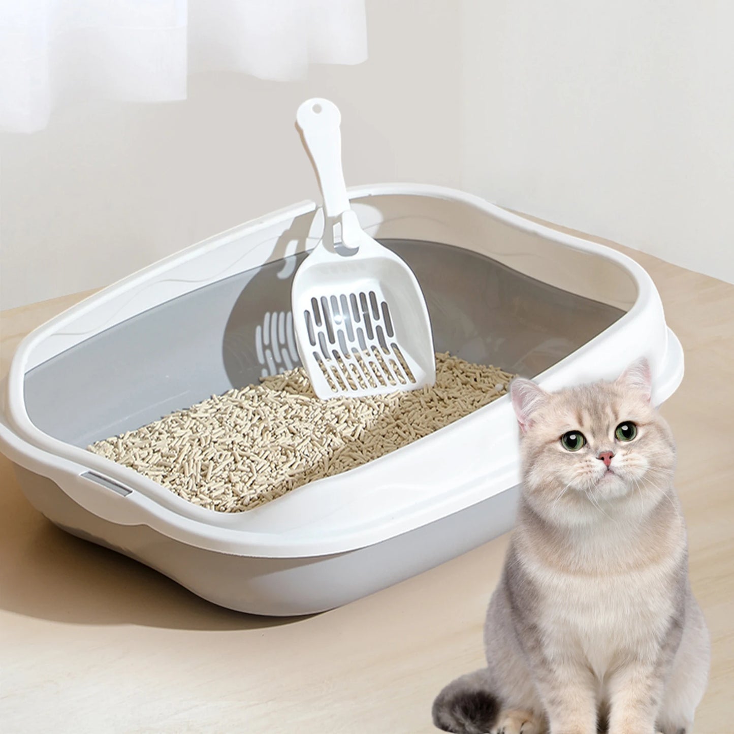 Large Semi-Enclosed Spatter-Proof Cat Litter Box