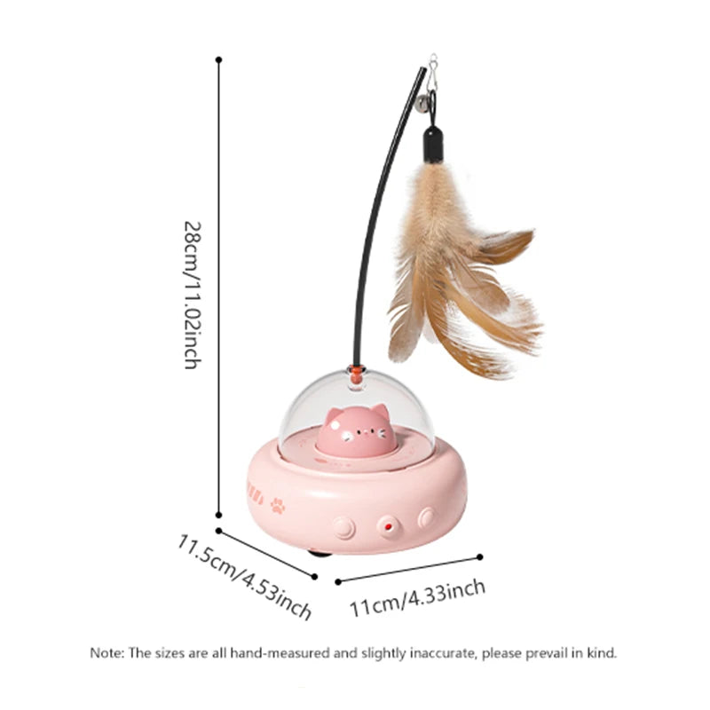Electric UFO Cat Teaser Toy with Replaceable Feather Bell