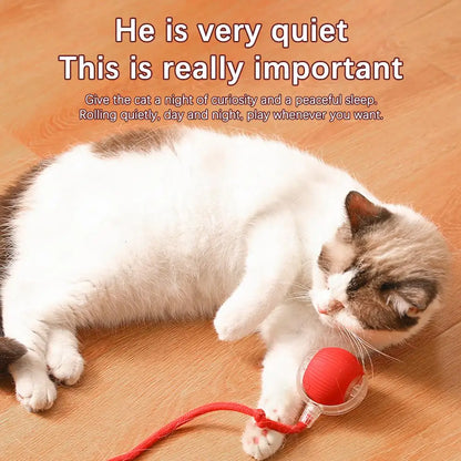 Rechargeable Interactive Cat Ball Toy with Faux Tail