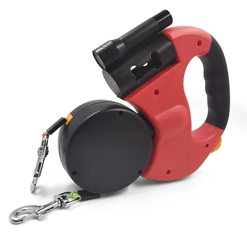 Reflective Retractable Double Dog Leash for Small Dogs