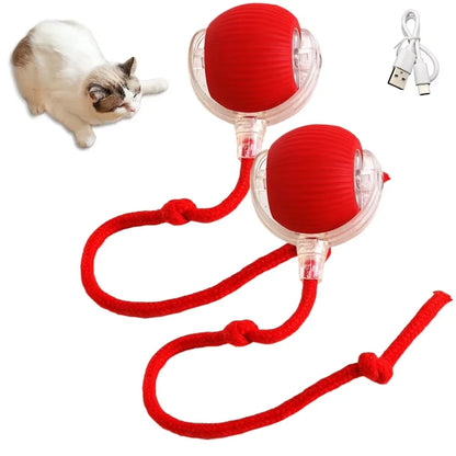 Rechargeable Interactive Cat Ball Toy with Faux Tail