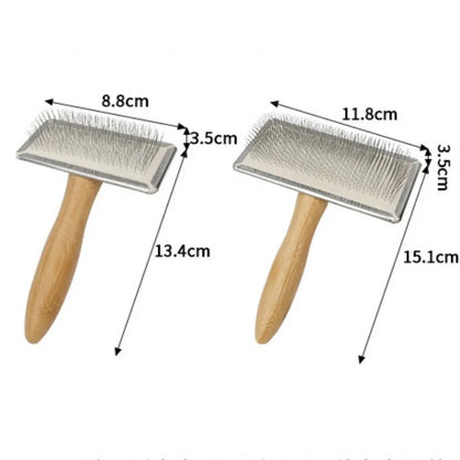 Wooden Pet Grooming Comb for Dogs and Cats with Steel Teeth
