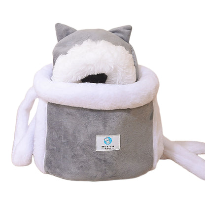 Warm Plush Cat Backpack Carrier for Travel and Outdoor Use