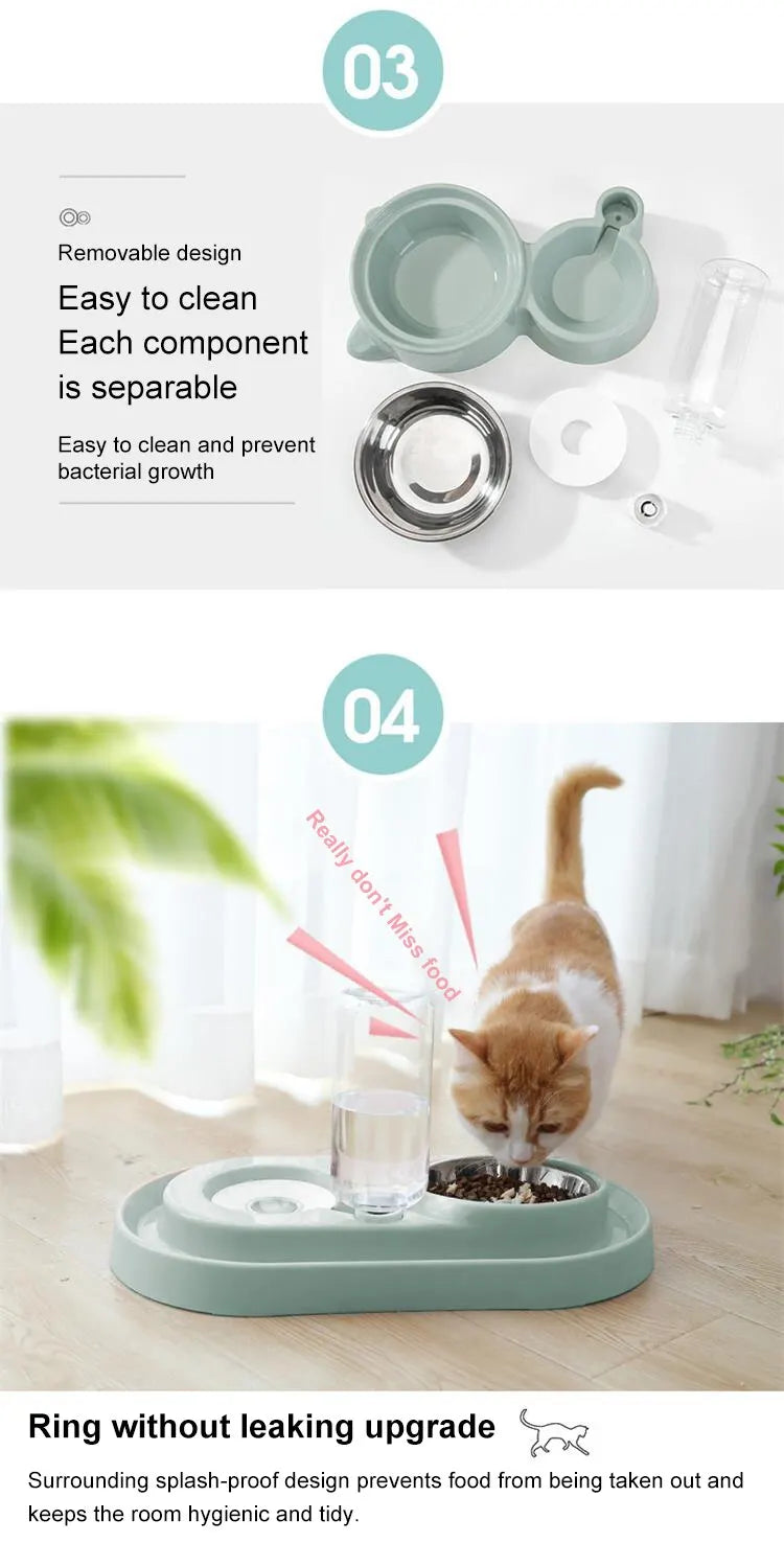 Automatic Pet Water and Food Bowl Fountain for Cats and Dogs