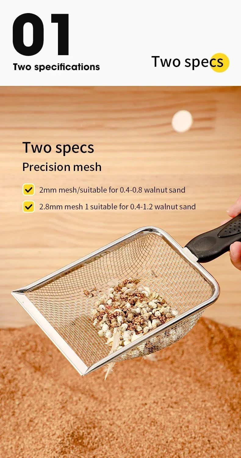 Stainless Steel Cat Litter Scoop with Fine Mesh Sifter