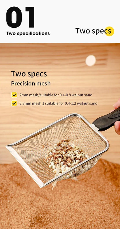 Stainless Steel Cat Litter Scoop with Fine Mesh Sifter
