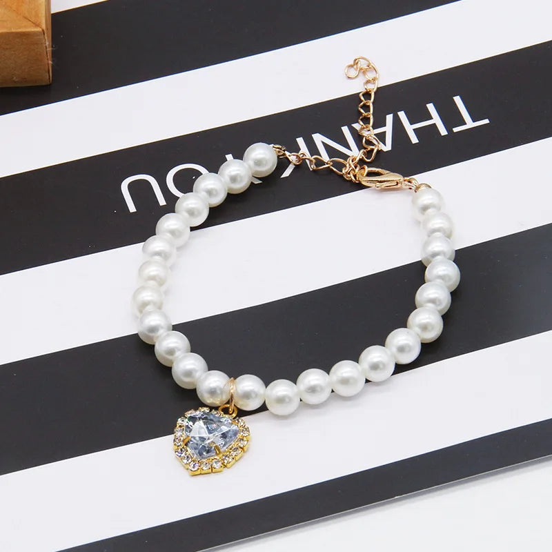Adjustable Cat Collar with Pearl Decoration for Kittens