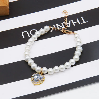Adjustable Cat Collar with Pearl Decoration for Kittens