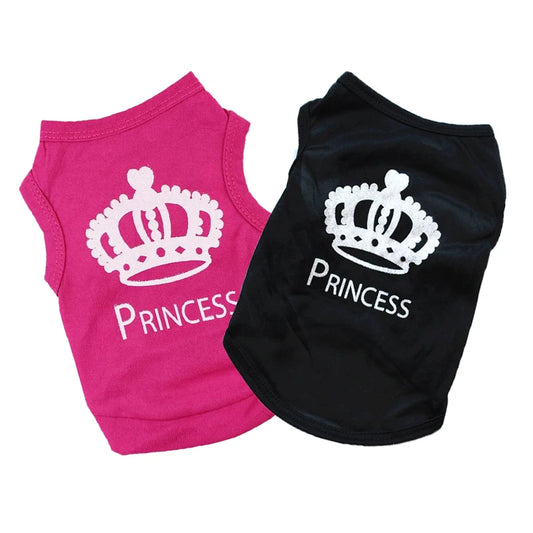Crown Print Dog T-Shirt for Small Dogs and Puppies