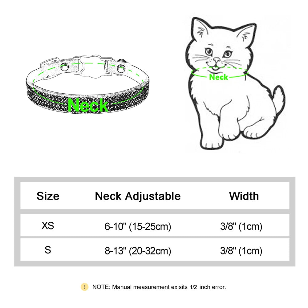 Adjustable Pink Rhinestone Cat Collar with Safety Breakaway