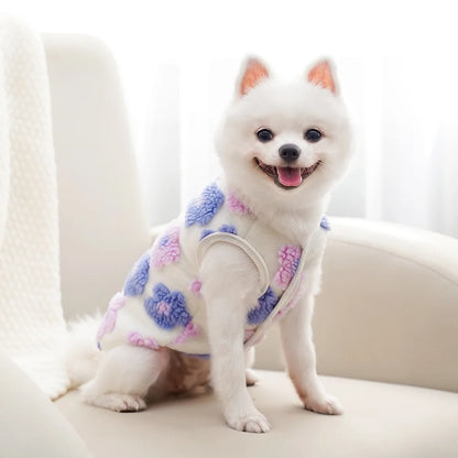 Warm Floral Print Fleece Vest for Small Dogs and Puppies