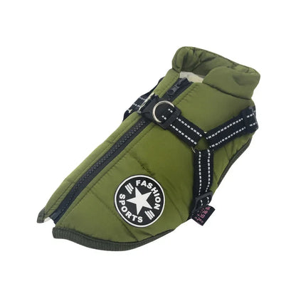 Waterproof Winter Dog Jacket with Harness for Large Breeds
