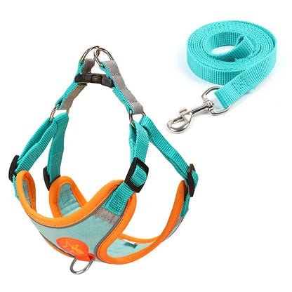 Reflective Chest Harness for Small Dogs with Traction Rope