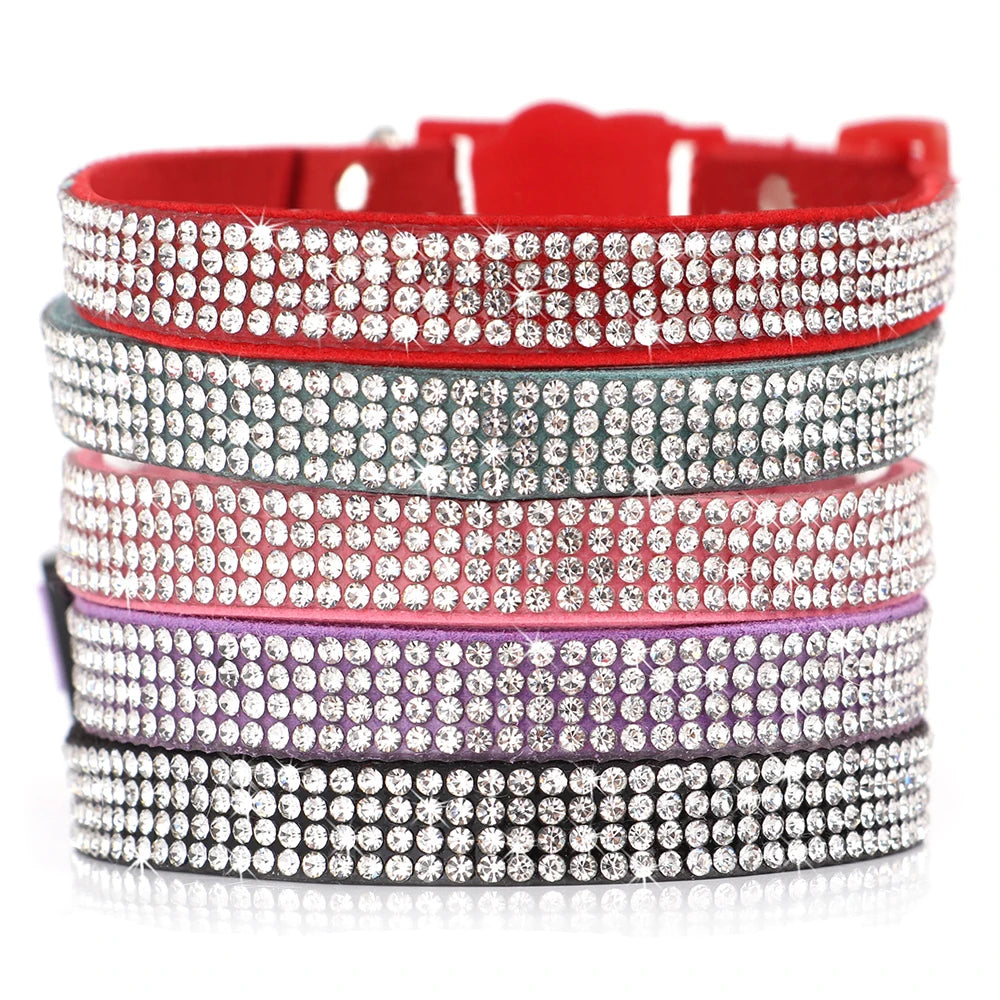 Adjustable Pink Rhinestone Cat Collar with Safety Breakaway