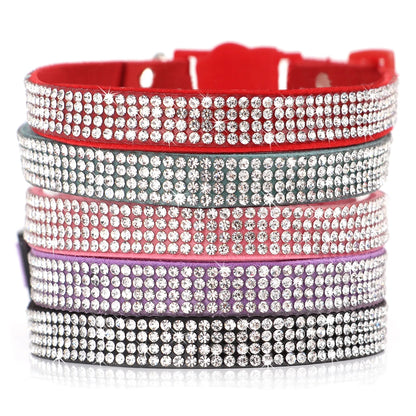 Adjustable Pink Rhinestone Cat Collar with Safety Breakaway