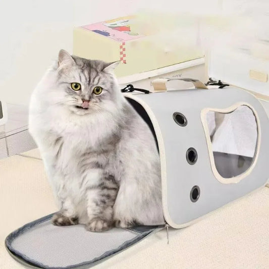 Cat Travel Backpack with Mesh Window - Foldable Carrier Tote