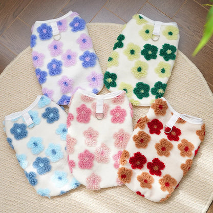 Warm Floral Print Fleece Vest for Small Dogs and Puppies