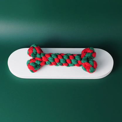 Christmas Cotton Rope Dog Toy Set - Bite-Resistant & Interactive