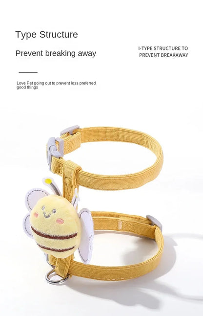 Adjustable Cartoon Bee Pet Harness and Leash Set for Small Dogs