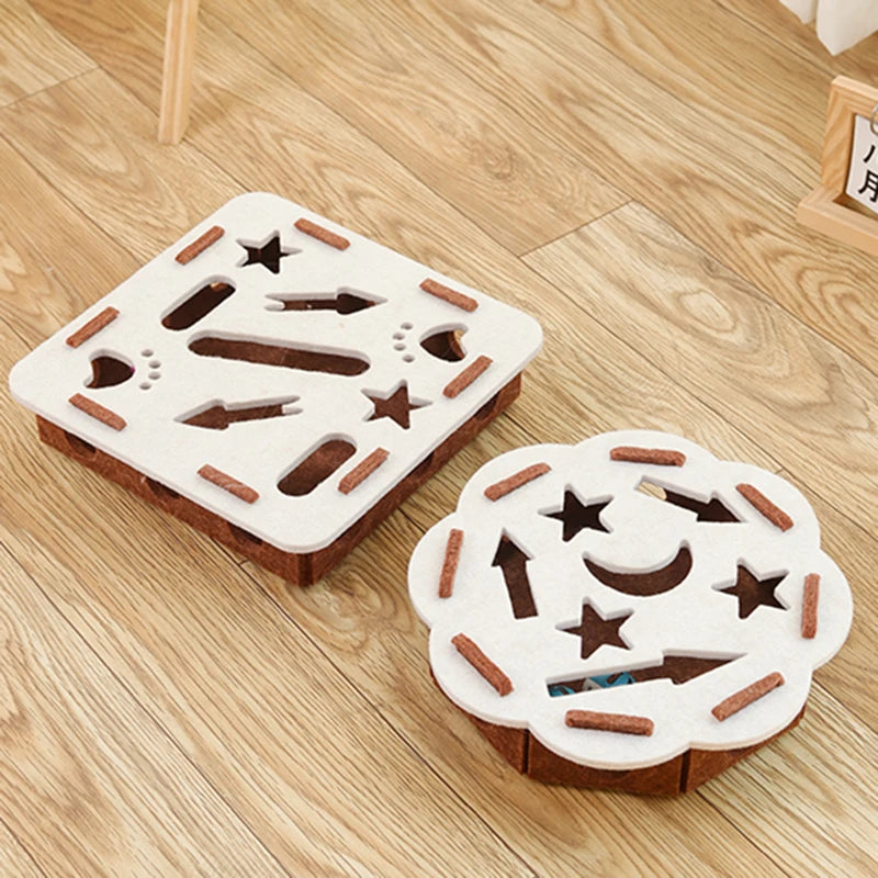 Interactive Cat Puzzle Toy with Ball for Indoor Play