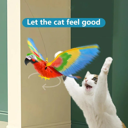 Electric Flying Bird Interactive Cat Toy with Teaser Stick