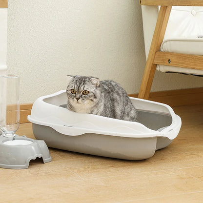Large Semi-Enclosed Spatter-Proof Cat Litter Box