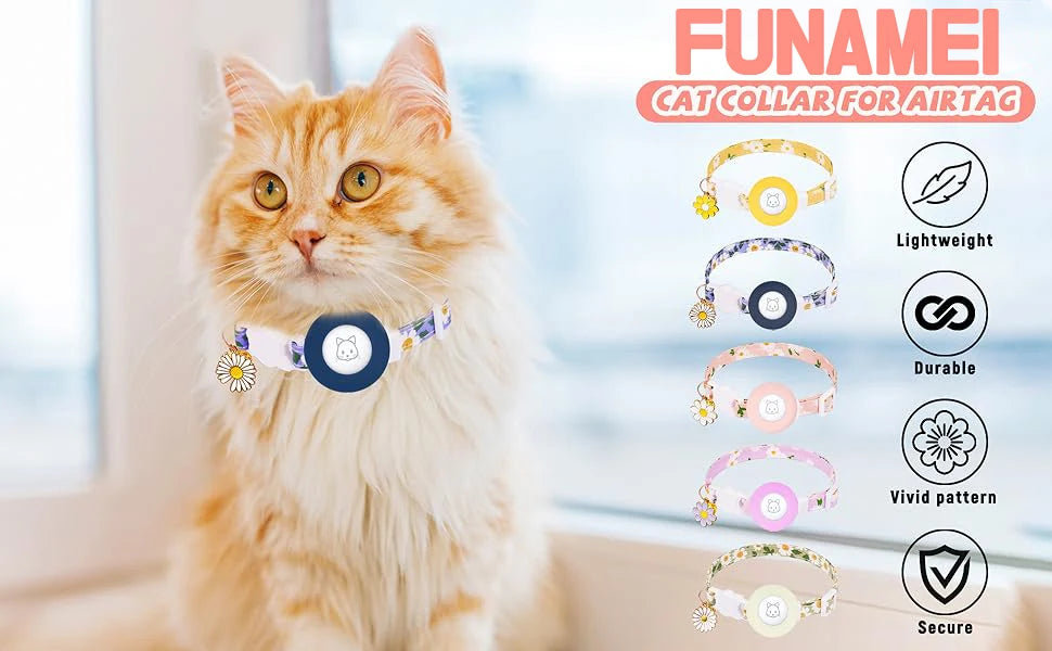 Breakaway Cat Collar with Silicone Airtag Holder & Charms