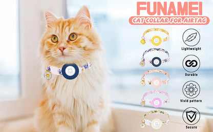 Breakaway Cat Collar with Silicone Airtag Holder & Charms