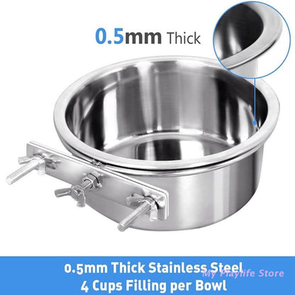 Hanging Stainless Steel Dog and Cat Food Water Bowls
