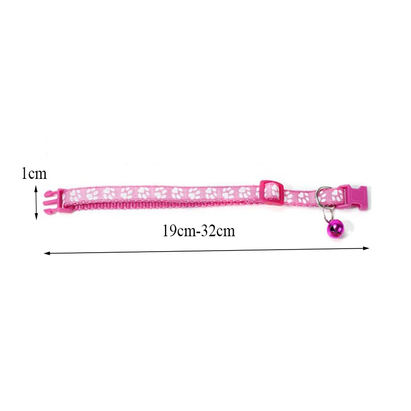 Dog Print Cat Collar with Bell - Multiple Color Options