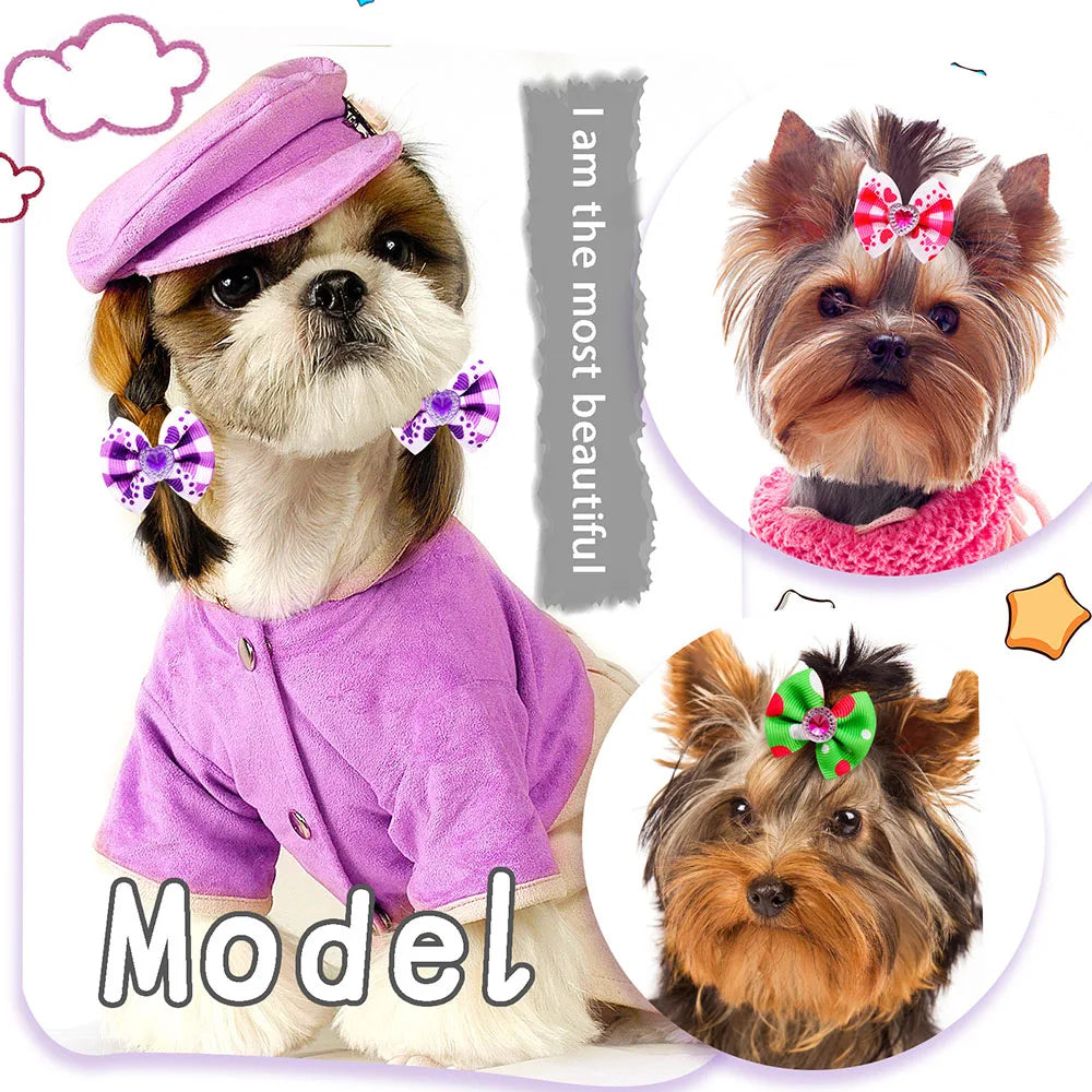 Pet Hair Bows for Dogs and Cats - Stylish Grooming Accessories