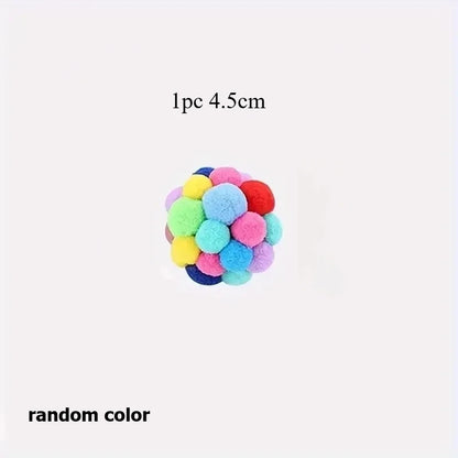 Colorful Plush Cat Toy Balls with Bells - 1/3PCS Set