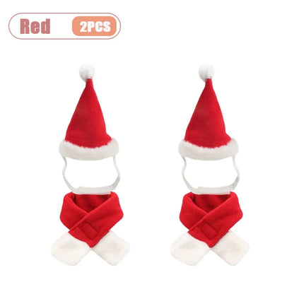 Pet Christmas Hat and Scarf Set for Cats and Small Dogs