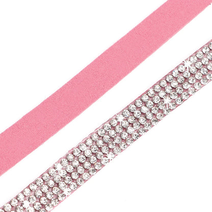 Adjustable Pink Rhinestone Cat Collar with Safety Breakaway