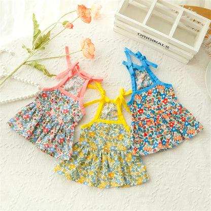 Floral Cotton Suspender Skirt for Cats and Dogs