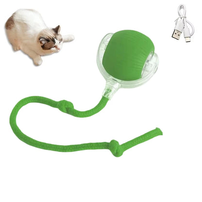 Rechargeable Interactive Cat Ball Toy with Faux Tail