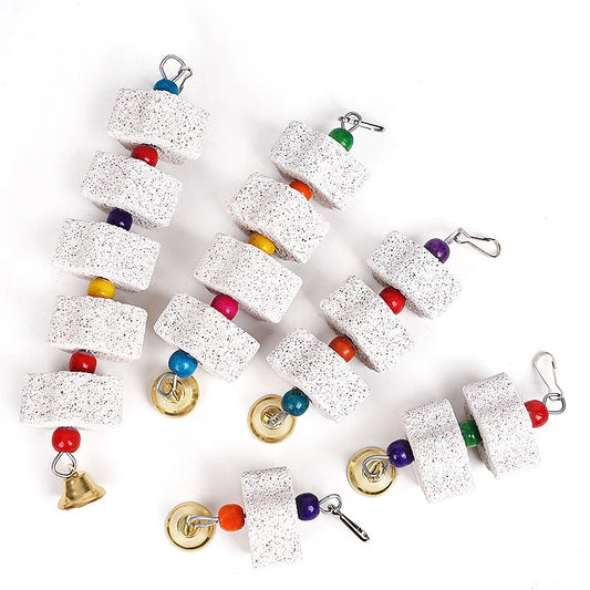 Calcium Stone Chewing Toy with Bells for Small Pets