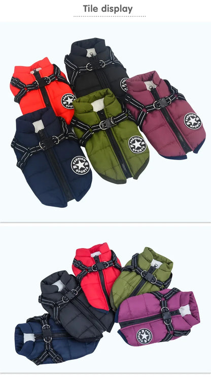 Waterproof Winter Dog Jacket with Harness for Large Breeds