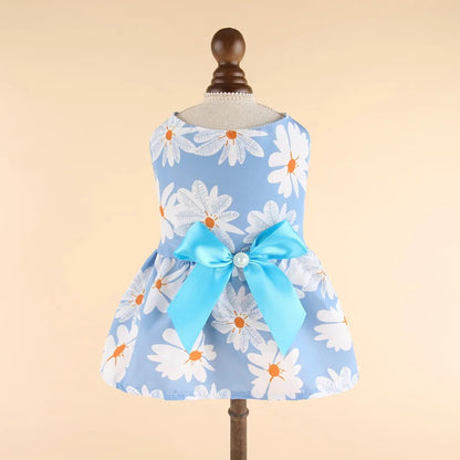 Striped Plaid Dress with Bow for Cats and Small Pets